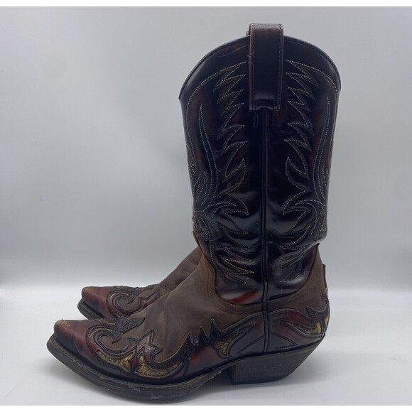 VTG Sendra Mens 7 X Toe‎ Western Embroidered Midcalf Cowboy Boots - Picture 1 of 16